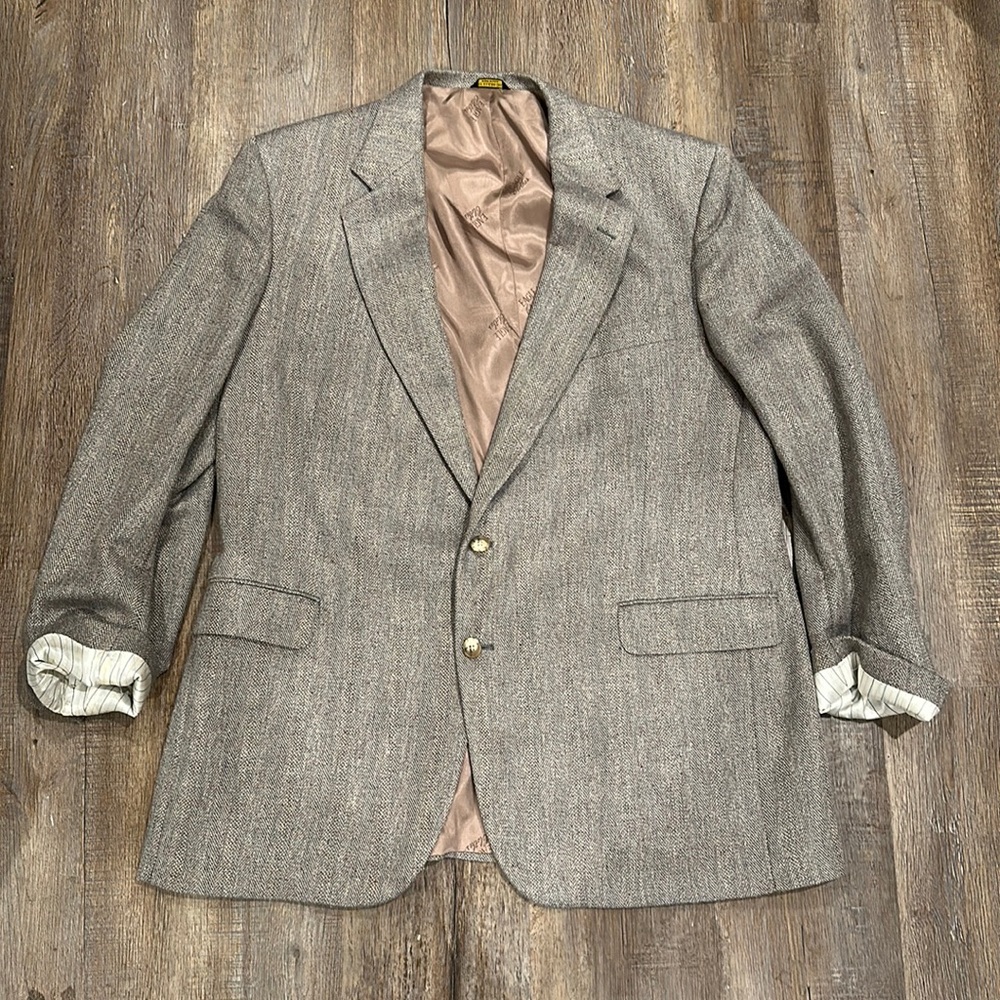🧥 Vintage Eagle Clothes Gray Tweed Blazer Oversized Mens Sport Coat 24” P2P